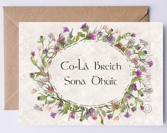 DIGITAL Schottische Geburtstagskarte Co-Là Breith Sona Dhuit Scottish Gaelic zum Happy Birthday to You Druckbare Grußkarte für Schottland-Liebhaber