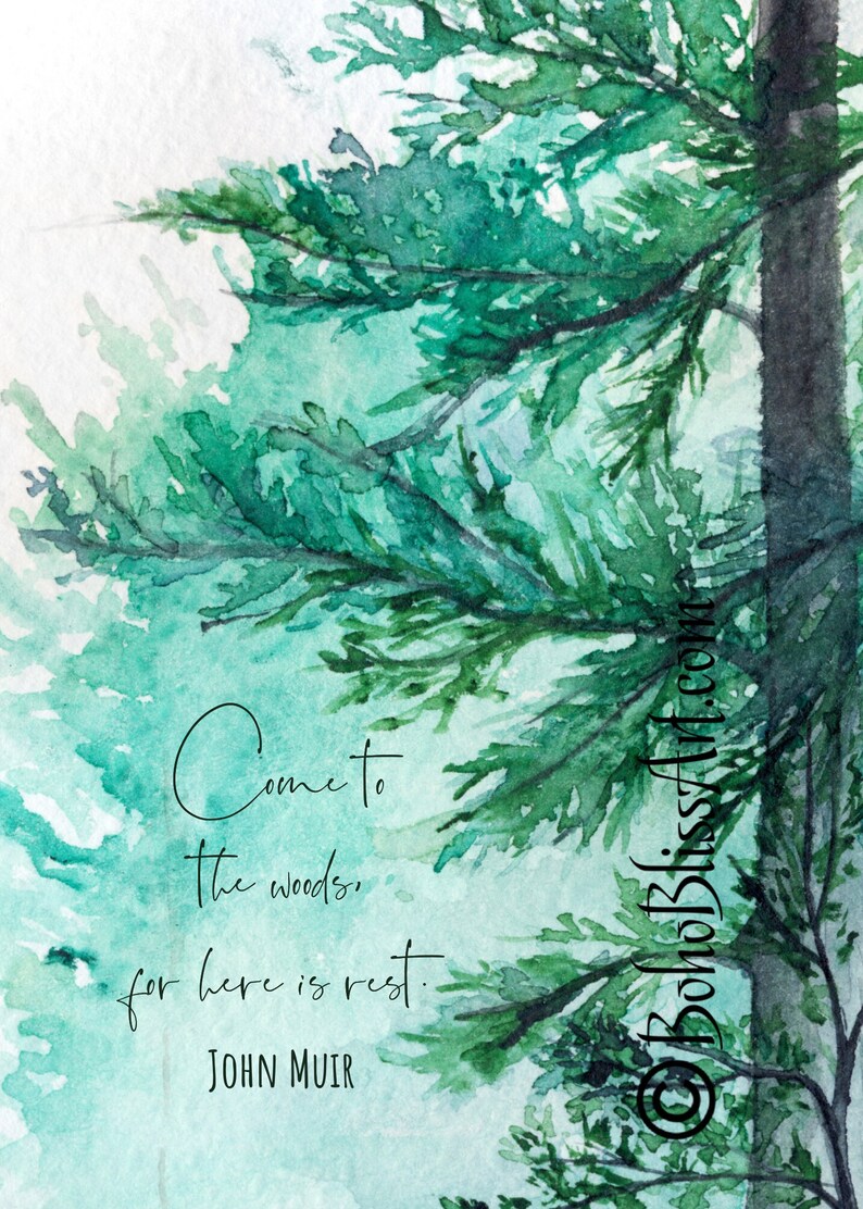 John Muir Quote Come to the woods for here is rest. Nature Etsy