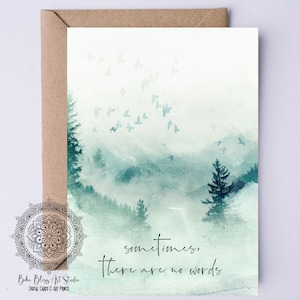 Carte numérique de sympathie nature Carte de condoléances pour la perte d'un être cher, parfois il n'y a pas de mots Carte de sympathie à imprimer