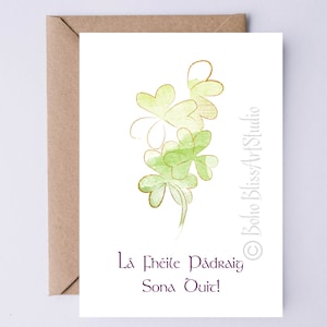 TARJETA DIGITAL del Día de San Patricio Lá Fhéile Pádraig Sona Duit - Gaélico irlandés Feliz Día de San Patricio Tarjeta IMPRIMIBLE Tarjeta de felicitación de Irlanda