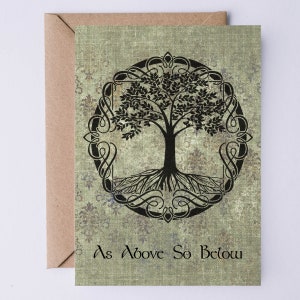 As Above So Below Printable Card | Tree of Life Wiccan Greeting Card | Instant Download