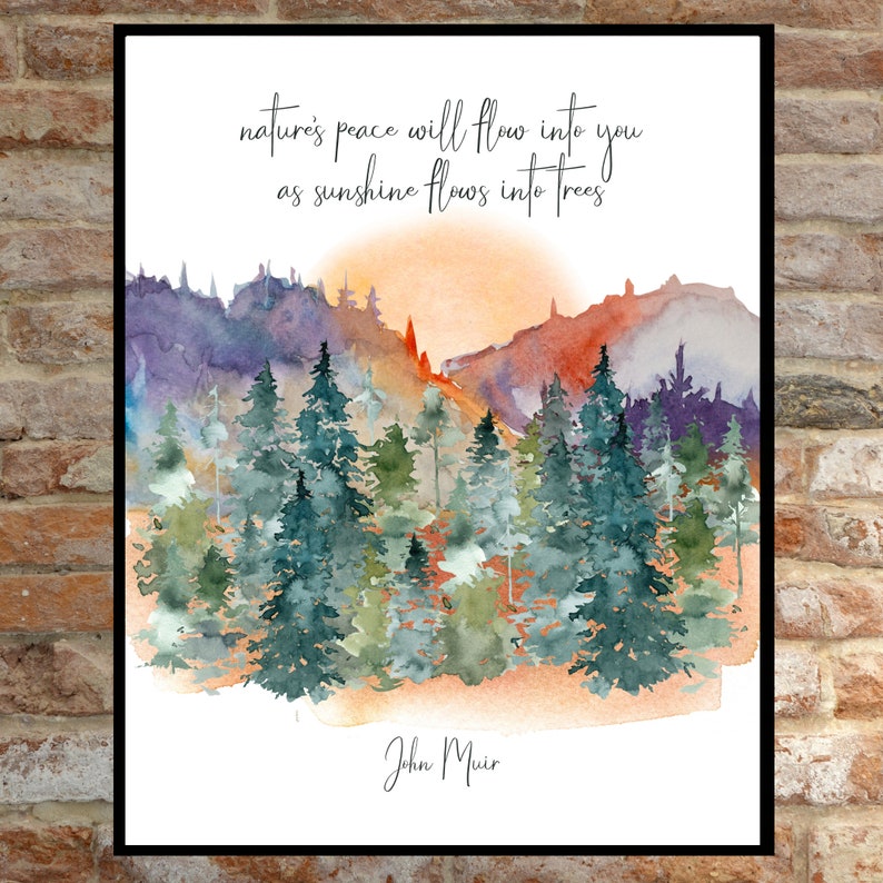 John Muir Digital Art Print John Muir Quote Nature's Peace Will Flow