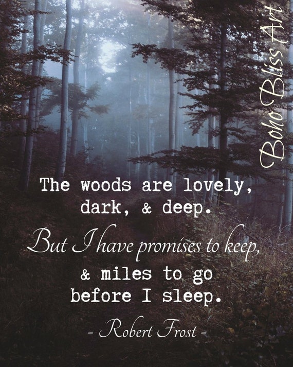 Die Hölzer Sind Schöne Dunkle Und Tiefe Aber Ich Habe Versprechen Zu Halten Und Meilen Zu Gehen Bevor Ich Schlafen Robert Frost Zitat