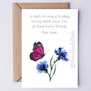Cartão para impressão com citação de Maya Angelou Nós nos deleitamos com a beleza da borboleta... Cartão de formatura digital para ela - Cartão de recuperação e cura