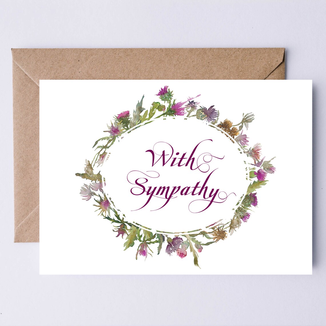 Scottish Thistles Sympathy Printable Card Scotland Lover Etsy
