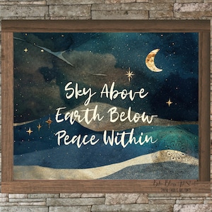 Sky Above Earth Below Peace Within DIGITAL Art Print Pagan PRINTABLE Wall Art Druid Print Nature Lover Wall Decoration Digital Download