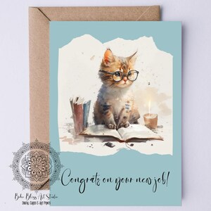 Cat New Job Digital Card Cat Lover Job Promotion Printable Card New Job Congratulations Instant Download Card