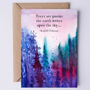 Les arbres de Kahlil Gibran sont des poèmes que la terre écrit sur le ciel Carte NUMÉRIQUE Carte d'anniversaire Tree Hugger | Carte fête des pères