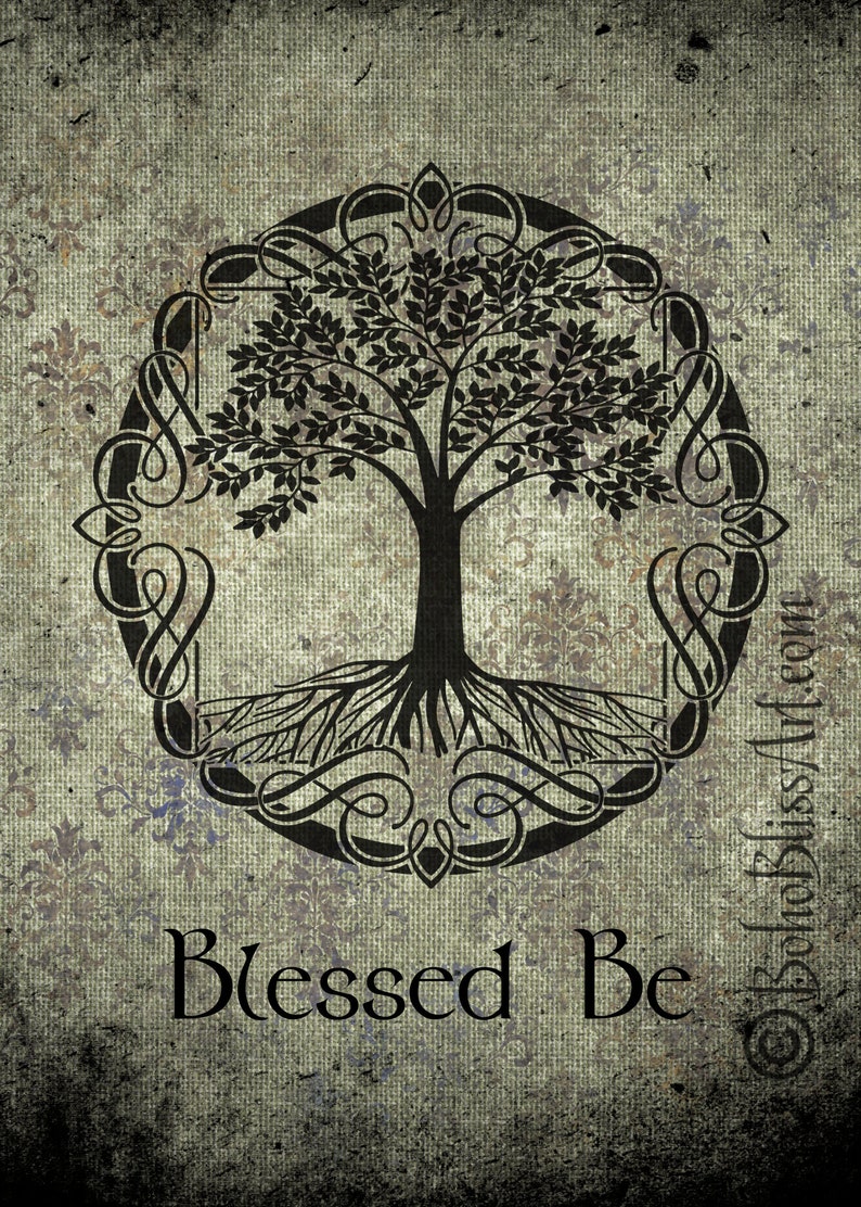 Blessed Be Quote Wall Art Tree of Life Art Printable Wicca | Etsy