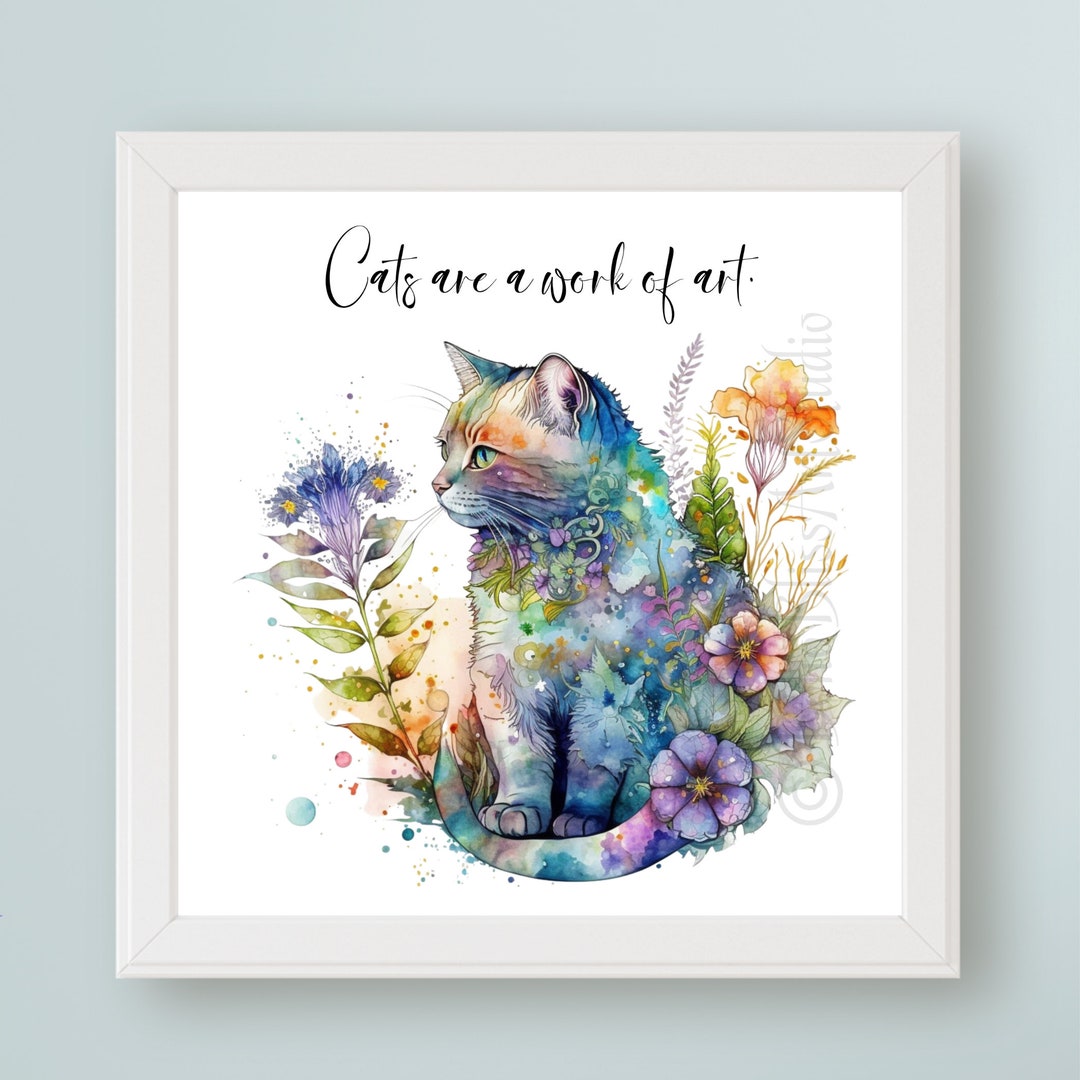 Cat Quote Printable Art Cat Digital Art - Colorful Cat Art - Kitten Art ...