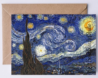 De sterrennacht afdrukbare kaart Vincent van Gogh digitale kaart