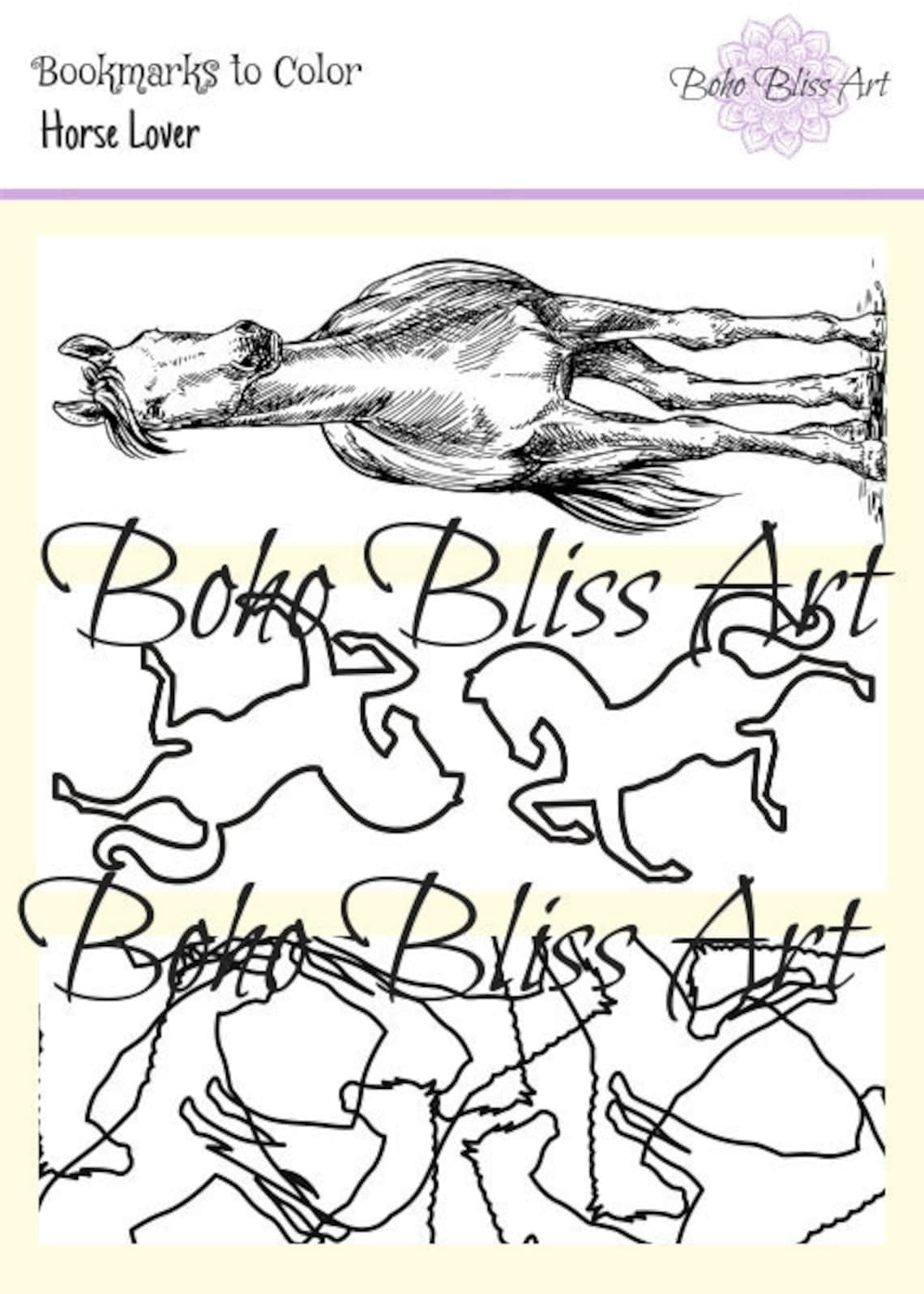 horse lover bookmarks to color 2 printable sheets of 6