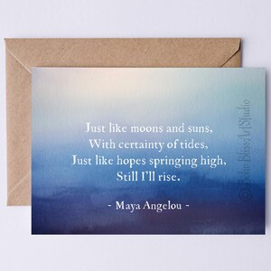 Just Like Moons and Suns... Still I'll Rise Maya Angelou Zitat DRUCKBARE Karte Karte zur emotionalen Unterstützung bei ihrer Hochzeit