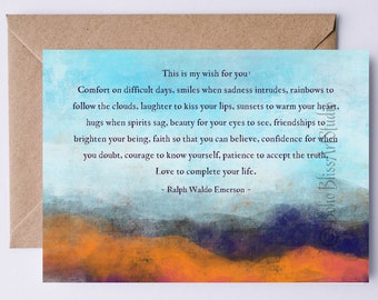 Ralph Waldo Emerson Quote afdrukbare kaart - Mijn wens voor jou... Inspirerende Quote Digitale Kaart voor emotionele steun & genezing Kaart om af te drukken