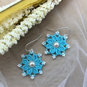 Blue Tatting Lace Earrings | Gift for her
