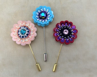 Beaded orchid flower brooch seed beads pin beaded floral jewelry pink flower brooch embroidered orchid jewelry best gift for her