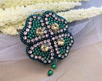 Lucky St. Patrick's Day clover brooch