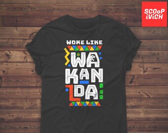 Woke Like Wakanda Short-Sleeve Unisex T-Shirt Black panther dashiki inspired graphic tee