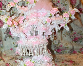 Pink Christmas Pink Reindeer Shabby Pink Christmas Victorian Christmas Farmhouse Cottage Pink Christmas Reindeer Village