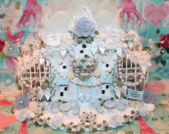 Baby Blue Candyland Christmas Decoration Victorian Christmas Blue Christmas Shabby Chic Blue Christmas Village Blue Roses Christmas