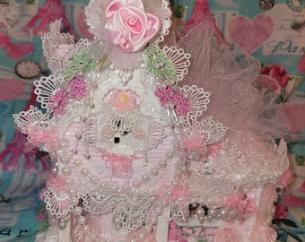 Shabby Cottage Pink Christmas Pink Village Victorian Christmas Farmhouse Floral Florist Flower Shop Cottage Pink Christmas Shabby Pink Decor