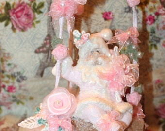 Pink Santa Shabby Chic Santa Pink Christmas Victorian Christmas Swinging Santa Glam Christmas Pink Farmhouse Santa Shabby Santa