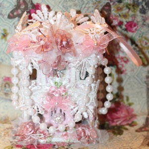 Shabby Pink Christmas Ornament Victorian Ornament Farmhouse Cottage Pink Ornament Christmas Pink Christmas Ornament 5&10 Store Candyland