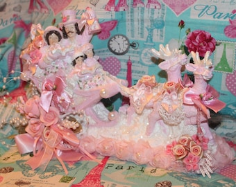 Pink Reindeer Shabby Chic Candyland Christmas Pink Sleigh Farmhouse Christmas Farmhouse Cottage Village