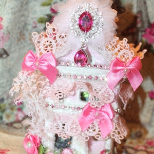 Shabby Pink Christmas Ornament Victorian Ornament Farmhouse Cottage Pink Ornament Shabby Christmas Pink Christmas Ornament Candyland