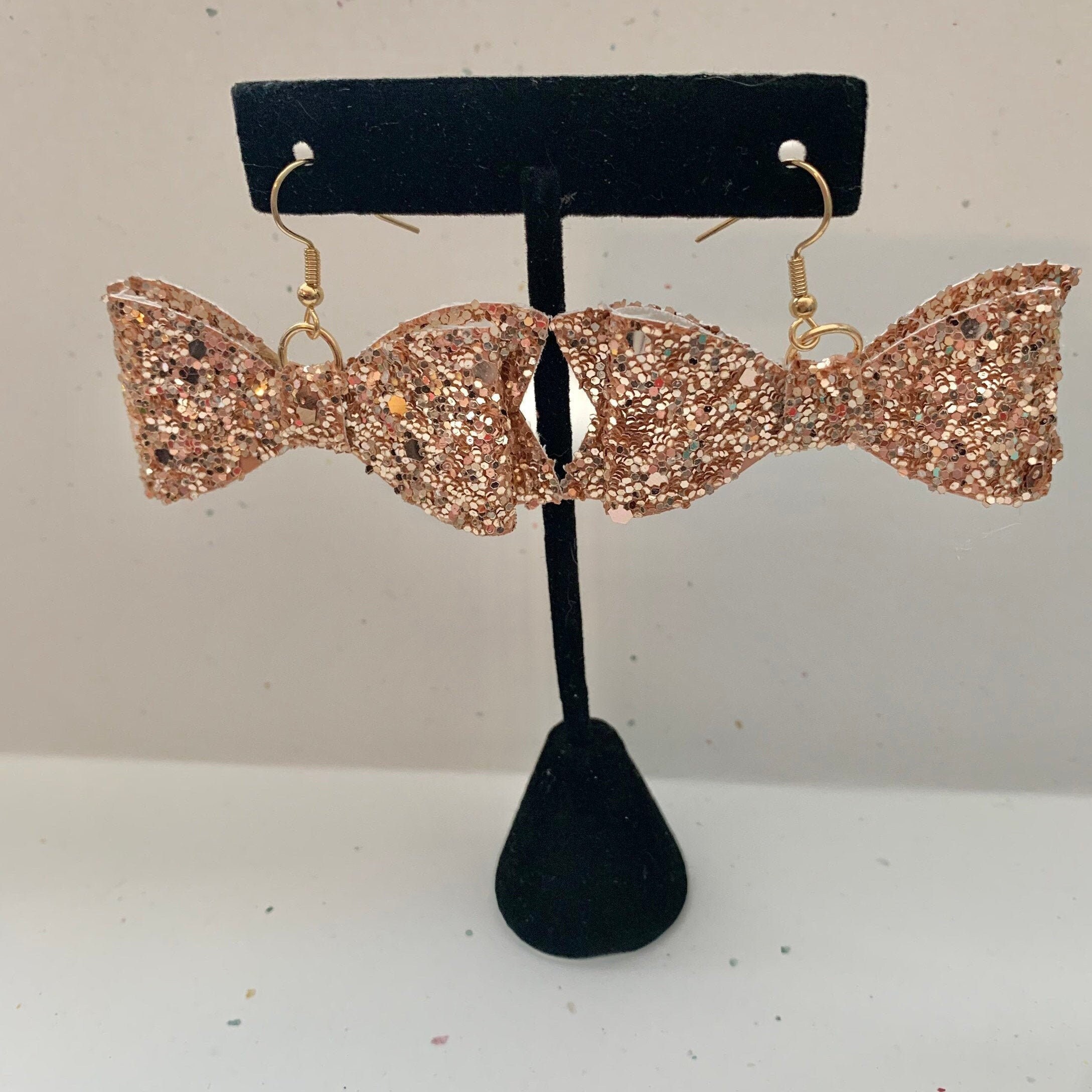 Faux Leather Bow Earrings, Bow Earrings,