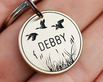 Ducks hunting dog tag, personalized pet id tag, Custom name enamel tag, endraved brass metal dog tags for dog, personalized sollar tag 4604