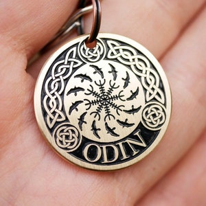 Odin dog or cat tag, Celtic knot custom name id tag, Viking dog tag for dog personalized, Helm of awe pet id tag for dogs 4429