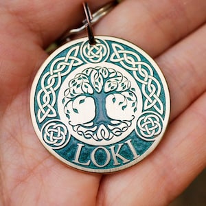 Tree of life dog or cat tag personalized, Celtic knot custom name id tag, Yggdrasil cat tag, Viking irish dog tag for dogs