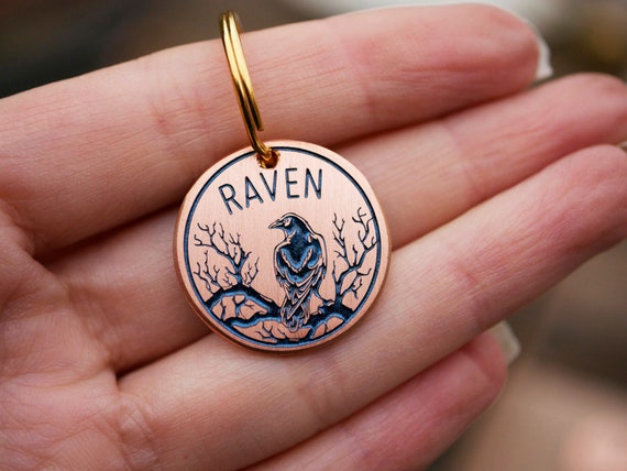 Raven Personalized Dog Tag Custom Pet Id Tag Wiccan Cat Name