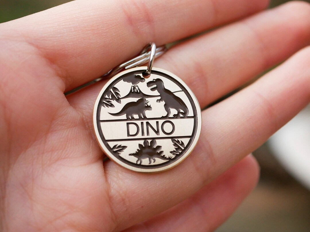 Dinosaur Dog Tag Personalized, Custom Pet Id Tag, Dino Cat Name Enamel ...