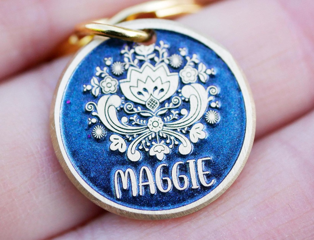 floral-dog-name-tag-personalized-custom-dog-tag-folk-flower-pet-id