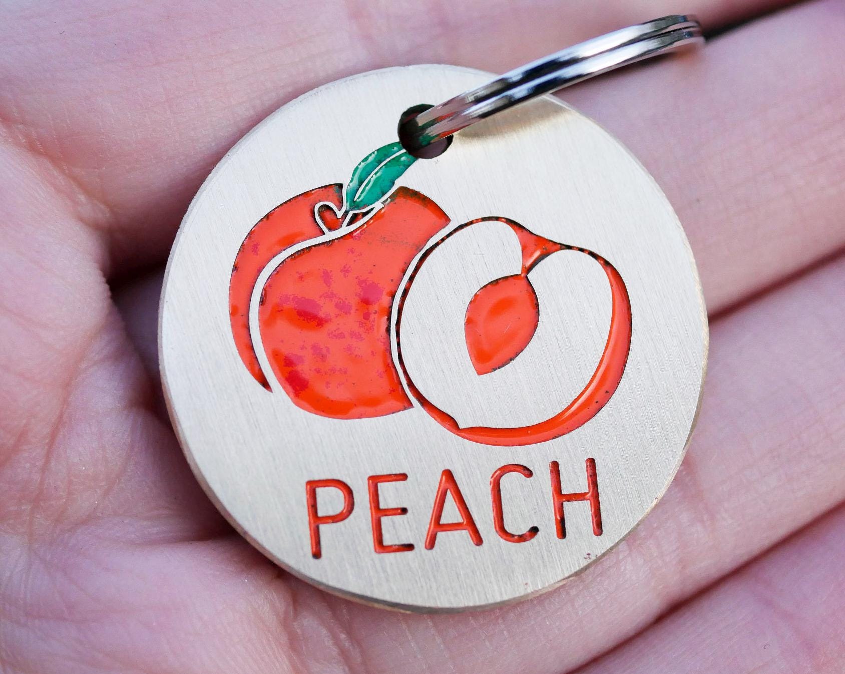 Peach shaped dog tag discount