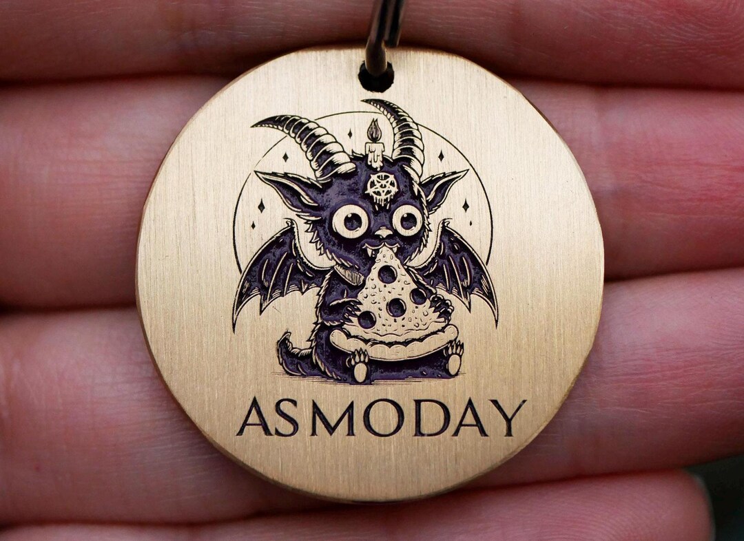 Cute Baphomet Dog Name Tag, Personalized Cat Name Enamel Tag, Satanic ...