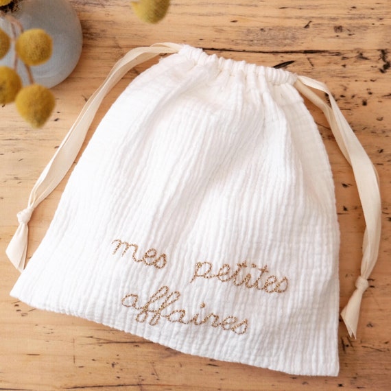 Pochon Double Gaze Coton écru - Rangement Bébé Naturel Et Français - 100% Coton