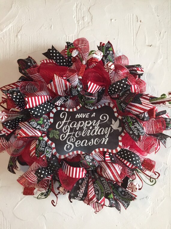 Holiday Wreath Christmas Wreath Front Door Decor Christmas Etsy