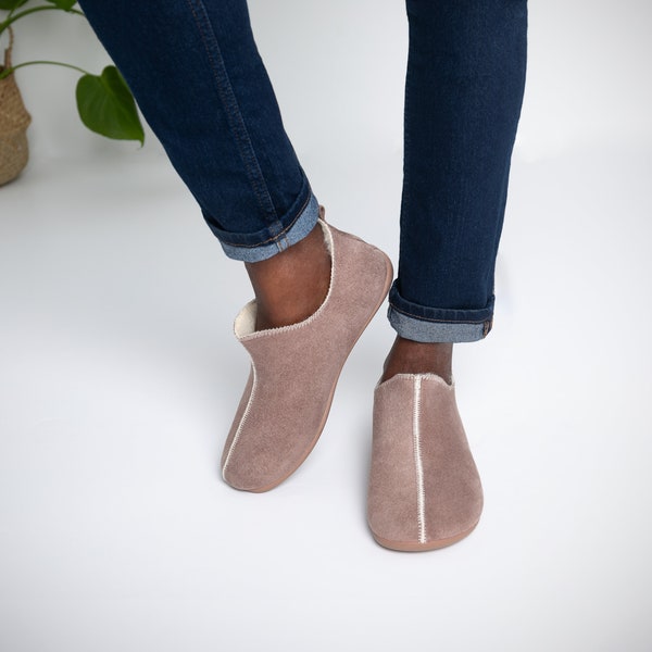 Snugtoes Women's Slip on pixie boot ankle slippers with real wool lining. Lightweight, comfortable, mocha colour