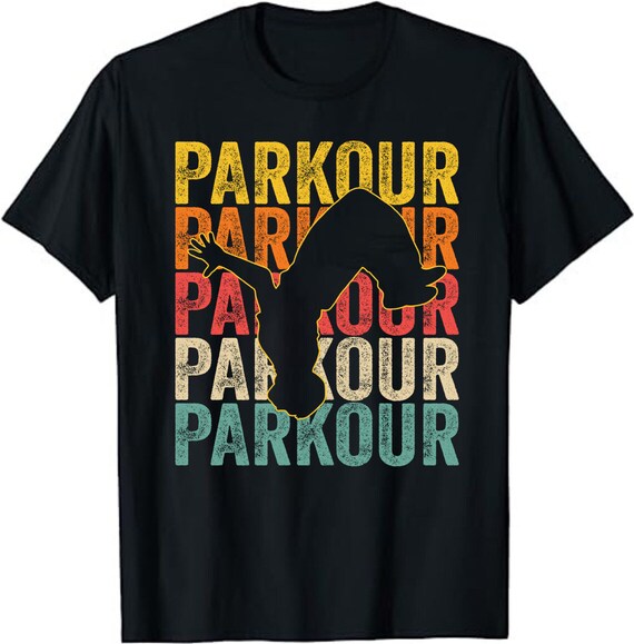 Vintage Distressed Style Parkour Silhouette T-Shirt Vintage Distressed Style Parkour Silhouette T-Shirt