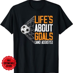 Koszulka piłkarska dla chłopców Tee Life's About Goals Shirt, koszulka piłkarska dla chłopców, koszulki drużyny piłkarskiej, prezenty dla piłkarza, koszulka dla mamy piłkarza