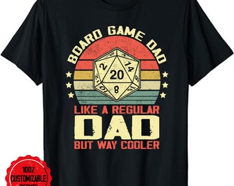 Board Game Dad T-Shirt: D20 Dice, Gamer Father Gift