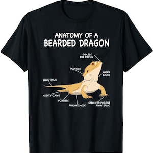 Anatomy of a Bearded Dragon Bearded Dragon Lizard Pogona Reptile T-Shirt, Pet Reptile Lover Gift, Cute Bearded Dragon Tee