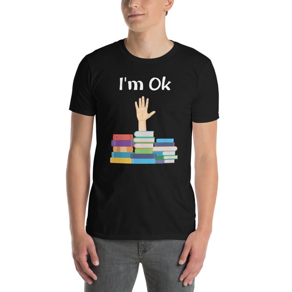 thumbnail interactive-video image 1 of Book Lover T-Shirt For Women - "I'm OK" Bookworm Reading Tee With Book Print Design 1 of 9