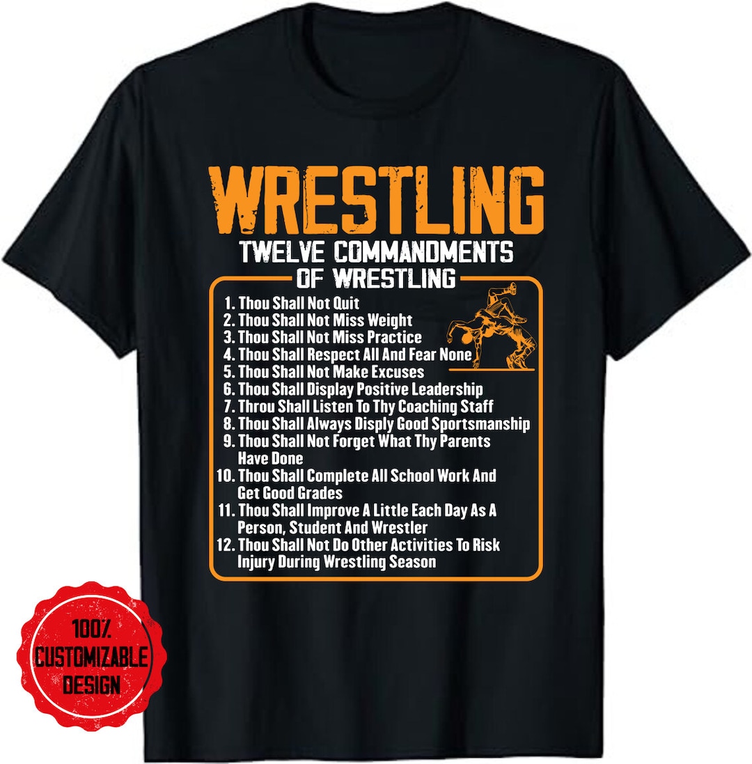Wrestling Twelve Commandments of Wrestling Wrestling T-shirt, Wrestler ...