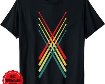 Vintage Drummer T-Shirt, Retro Drum Sticks T-Shirt, Percussionists Shirt, Drummer Shirt, Percussionist Musician Drummer Dad