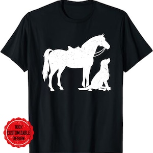 Horse and Dog Motif Lover Shirt, Women and Men Shirt, Horse Dog Lover T-Shirt, Dog Lover Shirt, Horse And Dog Owner Shirt, Horse Lover Gift