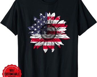 American Flag Sunflower Red White Blue 4th Of July T-Shirt T-Shirt, Sunflower Shirt, 4th Of July Flag T-Shirt, Independence Shirt